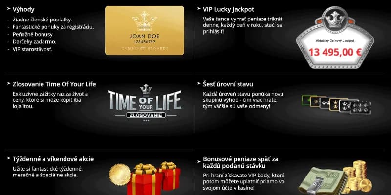 VIP Casino Rewards benefity